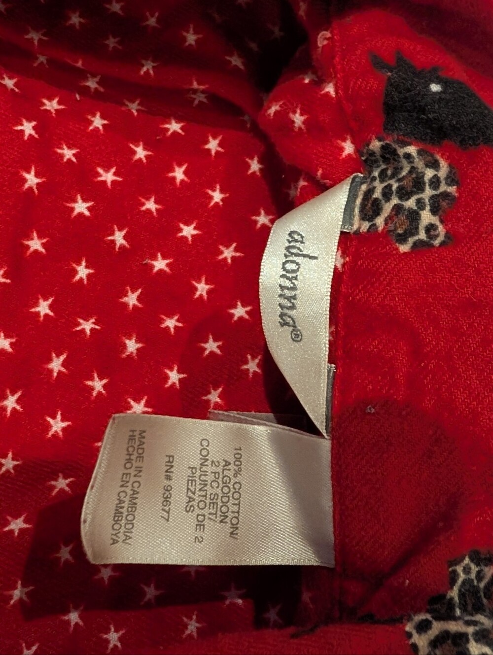 Vintage Adonna Red Scottie Dog 100% Cotton 2-Piece Pajama Set Large - Picture 8 of 12